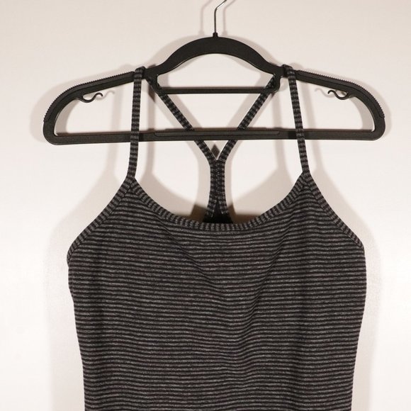 EUC Power Y Lululemon Black and Gray Striped Tank - Picture 3 of 7